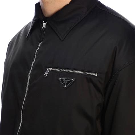 prada black and white jacket|Prada nylon full zip jacket.